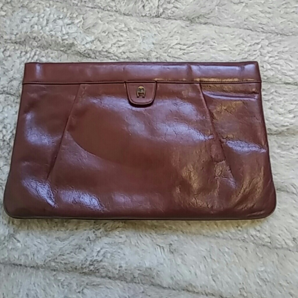 Vintage Etienne Aigner Hand Clutch Bag Oxblood Red